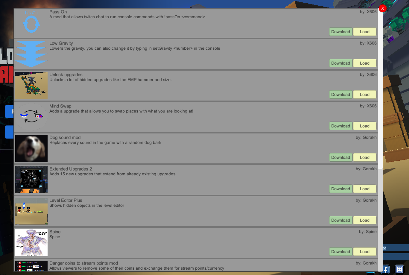 Mod-Bot in-game download UI